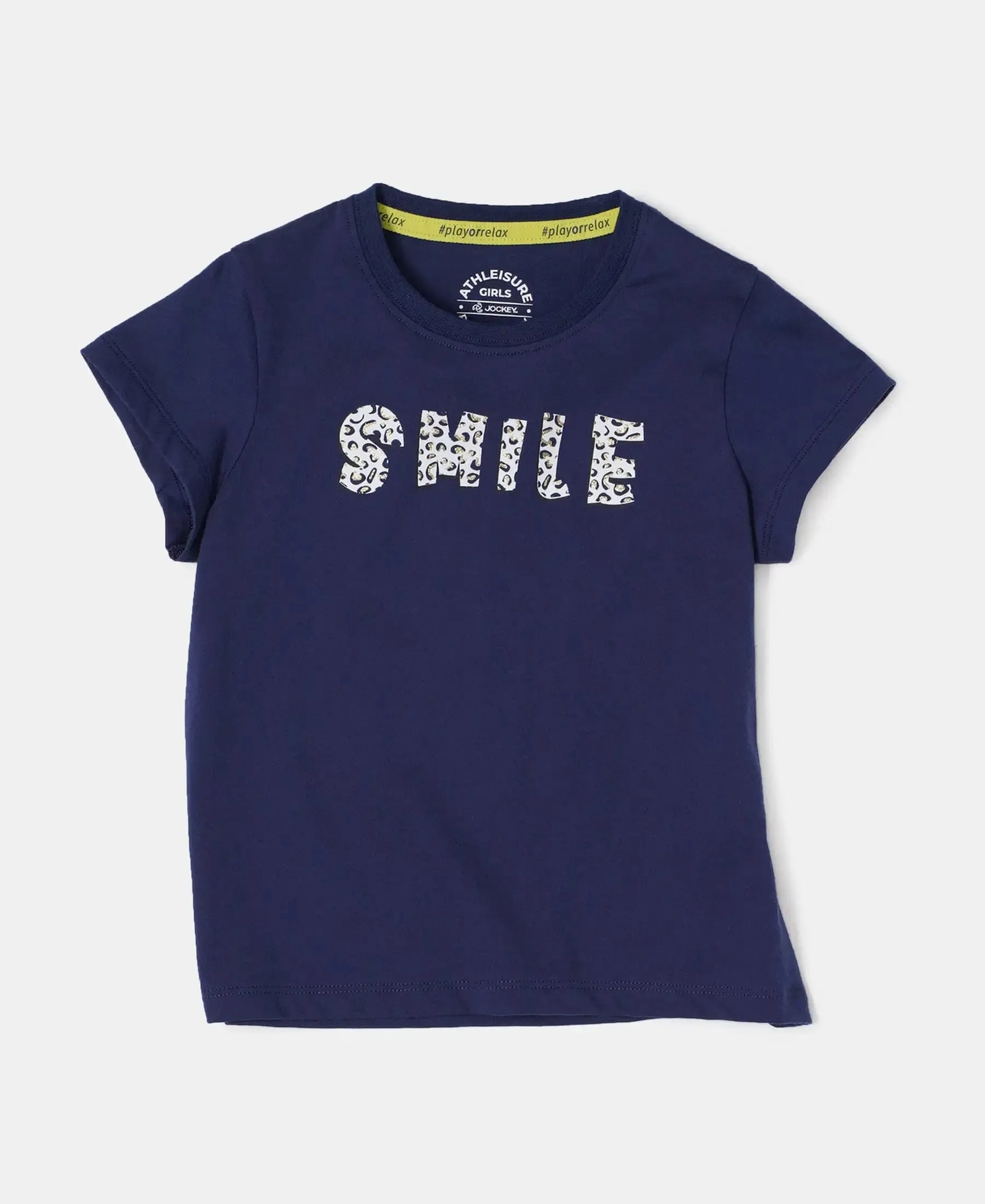 Girl's Super Combed Cotton Graphic Printed T-Shirt - Imperial Blue