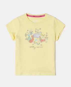 Girl's Super Combed Cotton Graphic Printed T-Shirt - Popcorn