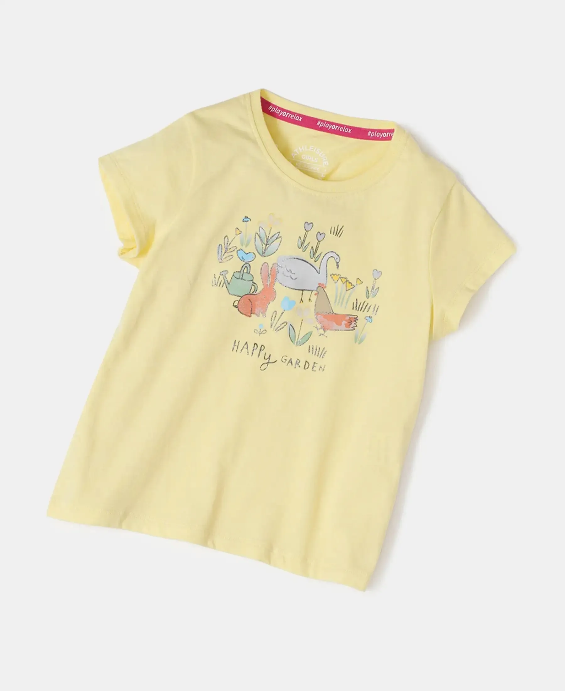 Girl's Super Combed Cotton Graphic Printed T-Shirt - Popcorn