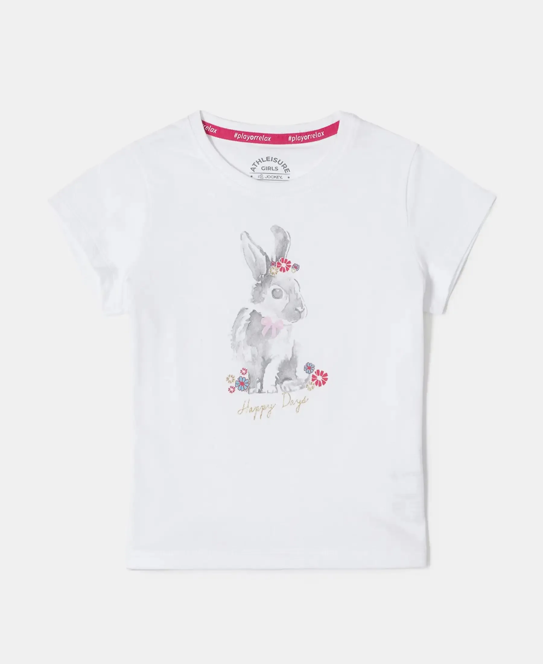 Girl's Super Combed Cotton Graphic Printed T-Shirt - White