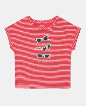 Girl's Super Combed Cotton Printed Short Sleeve T-Shirt - Rio Red Printed