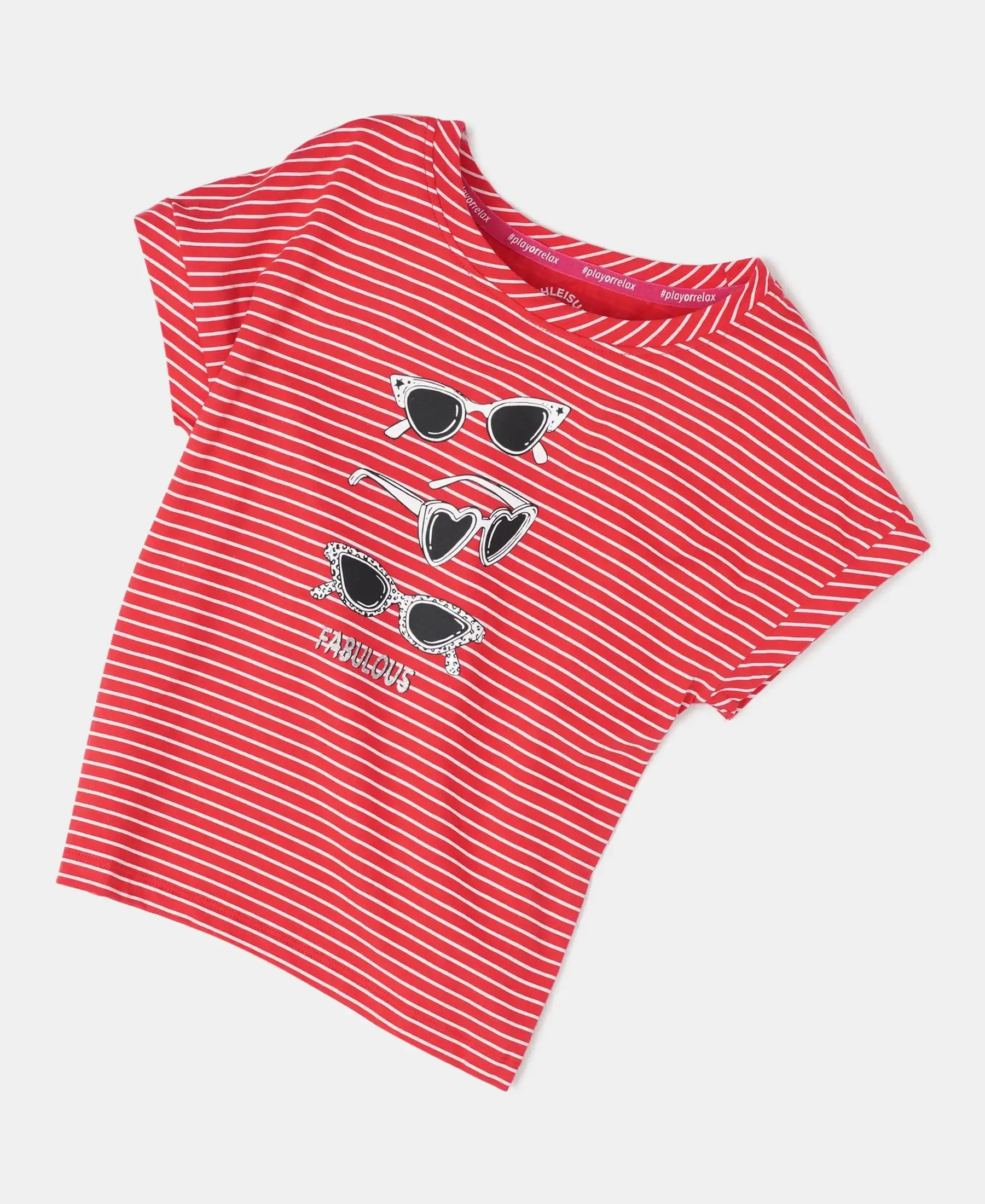 Girl's Super Combed Cotton Printed Short Sleeve T-Shirt - Rio Red Printed