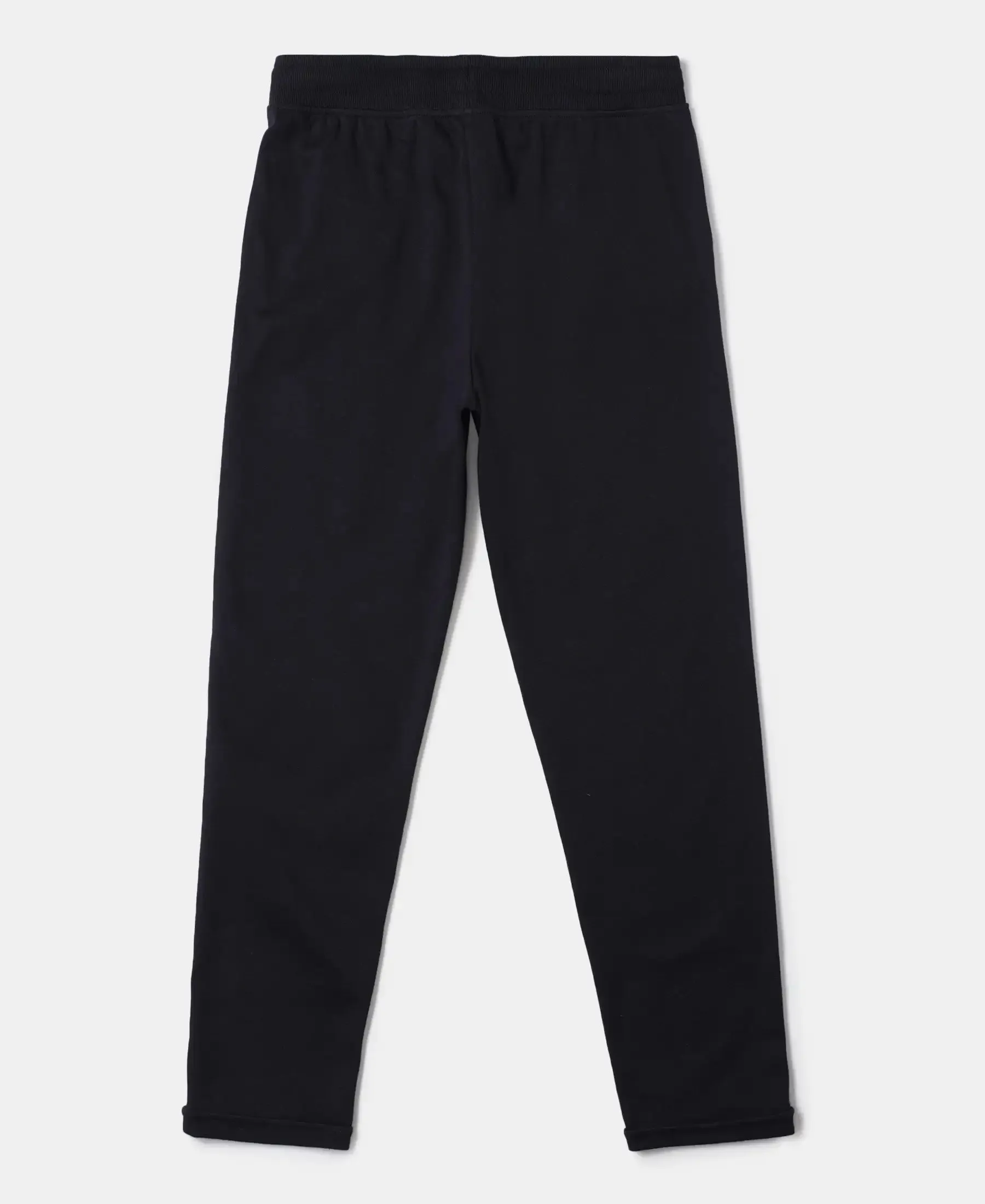 Girl's Super Combed Cotton Straight Fit Trackpants with Contrast Taping - Black