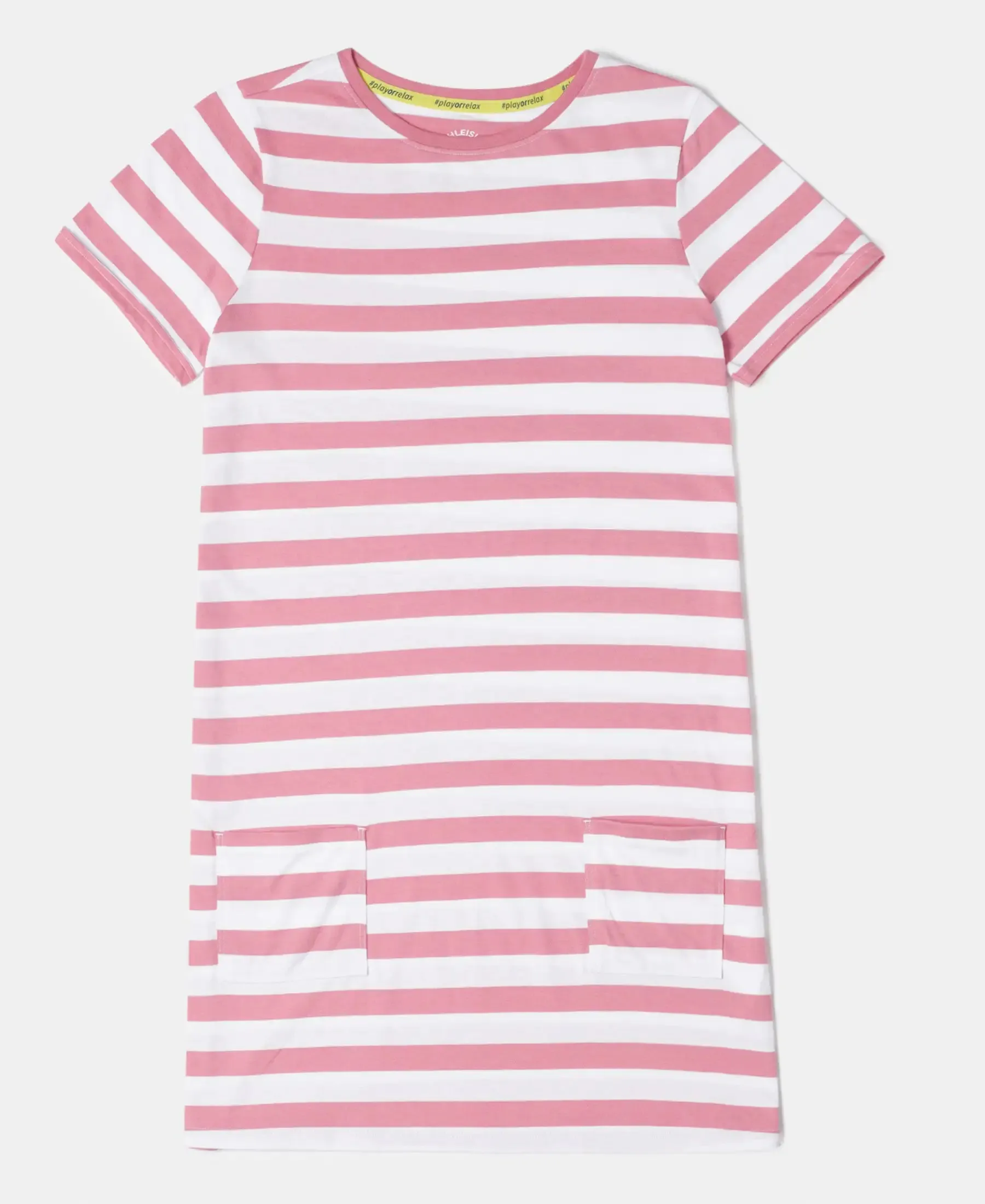 Girl's Super Combed Cotton Striped Dress - Brandied Apricot