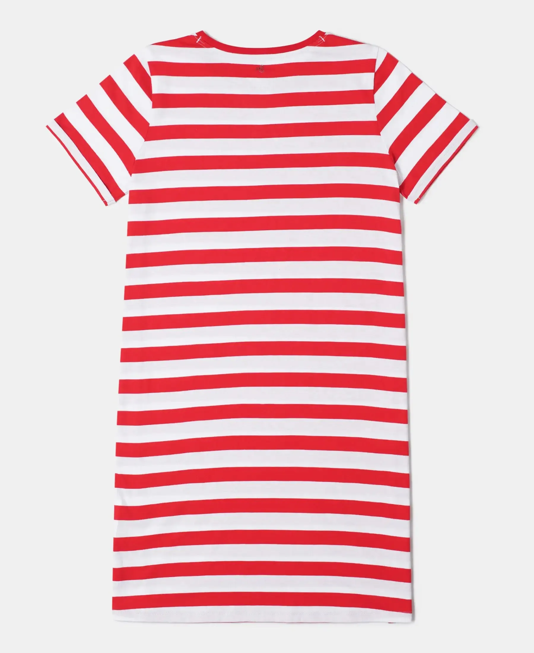 Girl's Super Combed Cotton Striped Dress - Rio Red