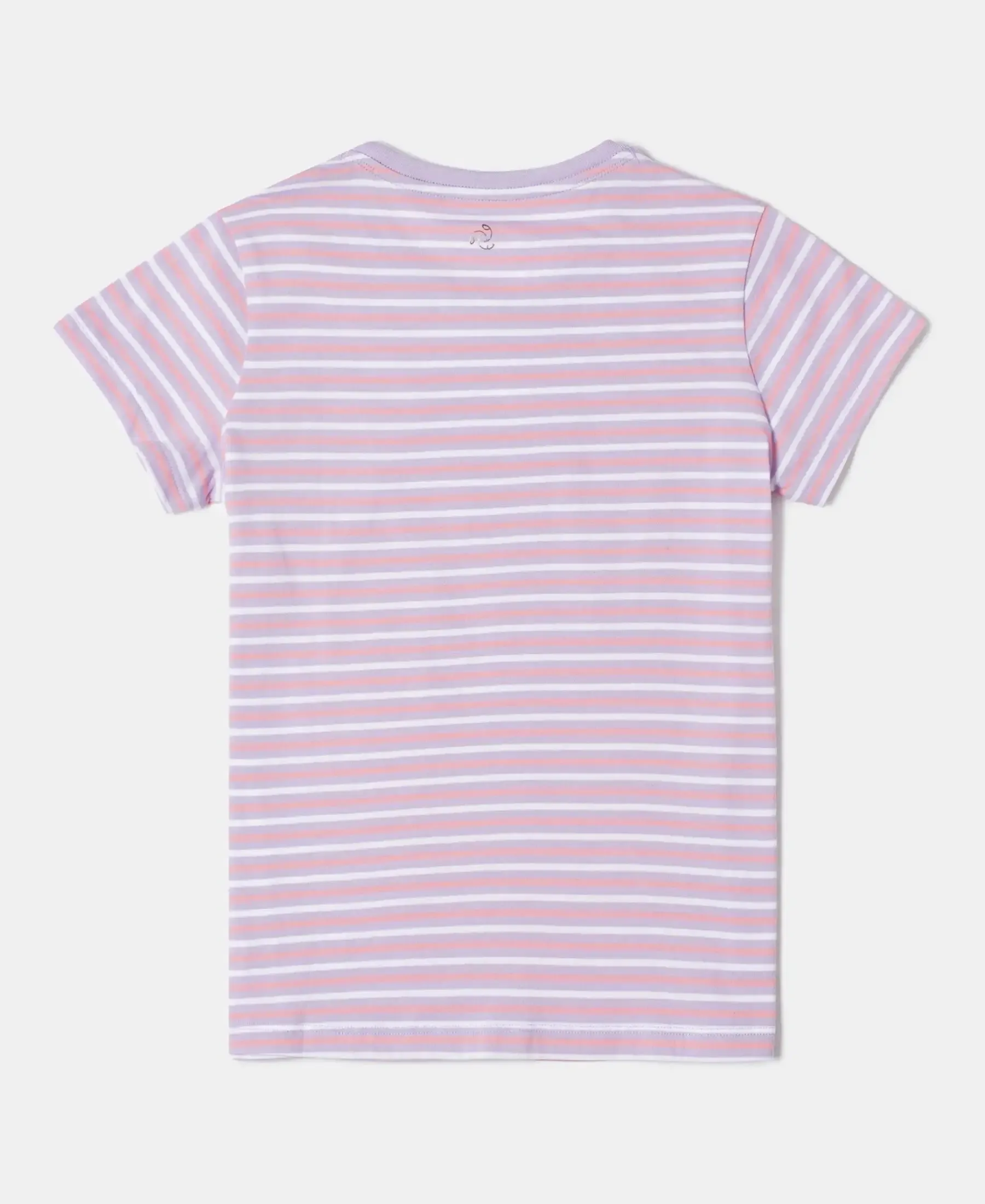 Girl's Super Combed Cotton Striped Short Sleeve T-Shirt - Lavendula