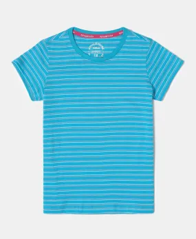 Girl's Super Combed Cotton Striped Short Sleeve T-Shirt - Sky Dive