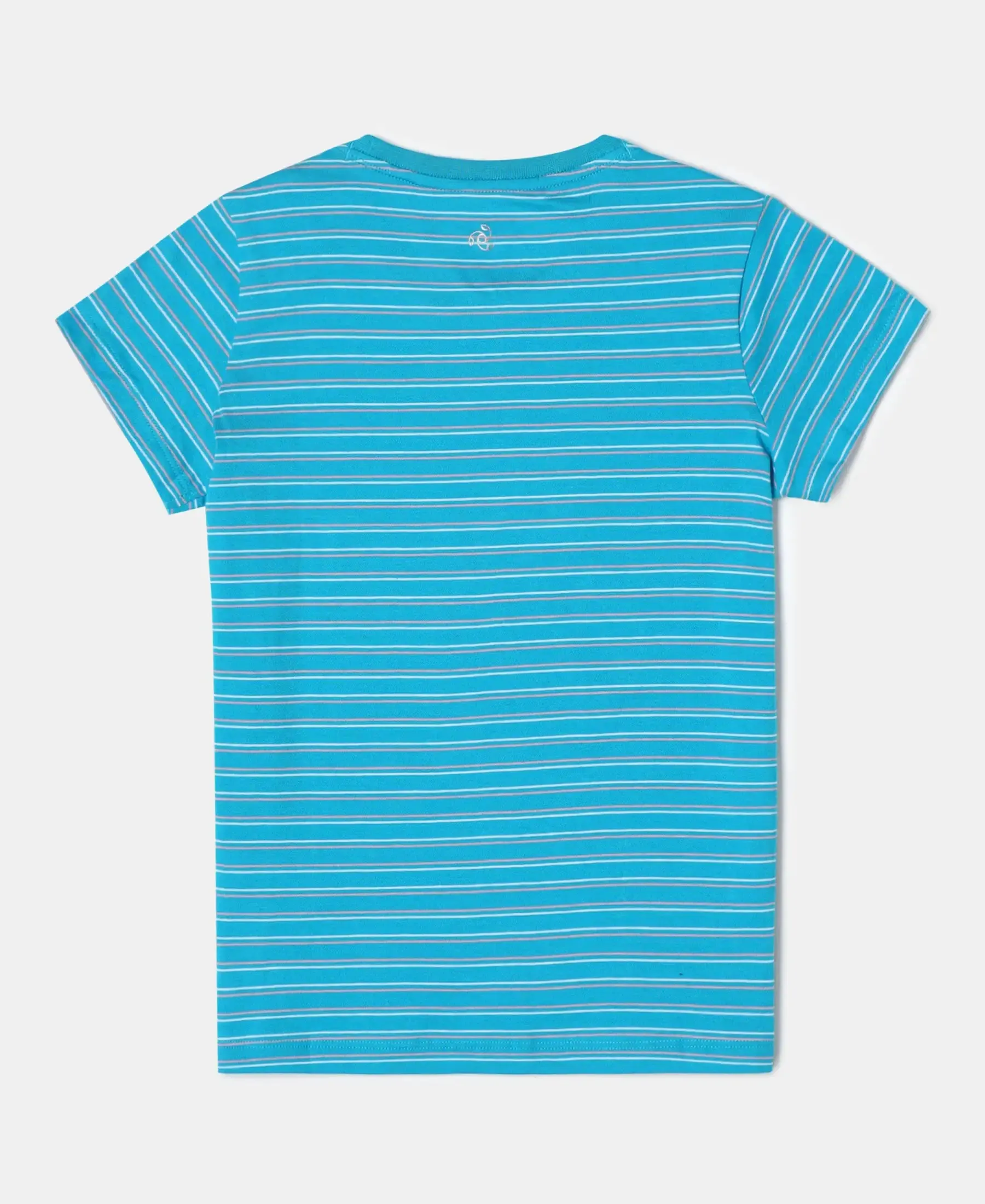 Girl's Super Combed Cotton Striped Short Sleeve T-Shirt - Sky Dive