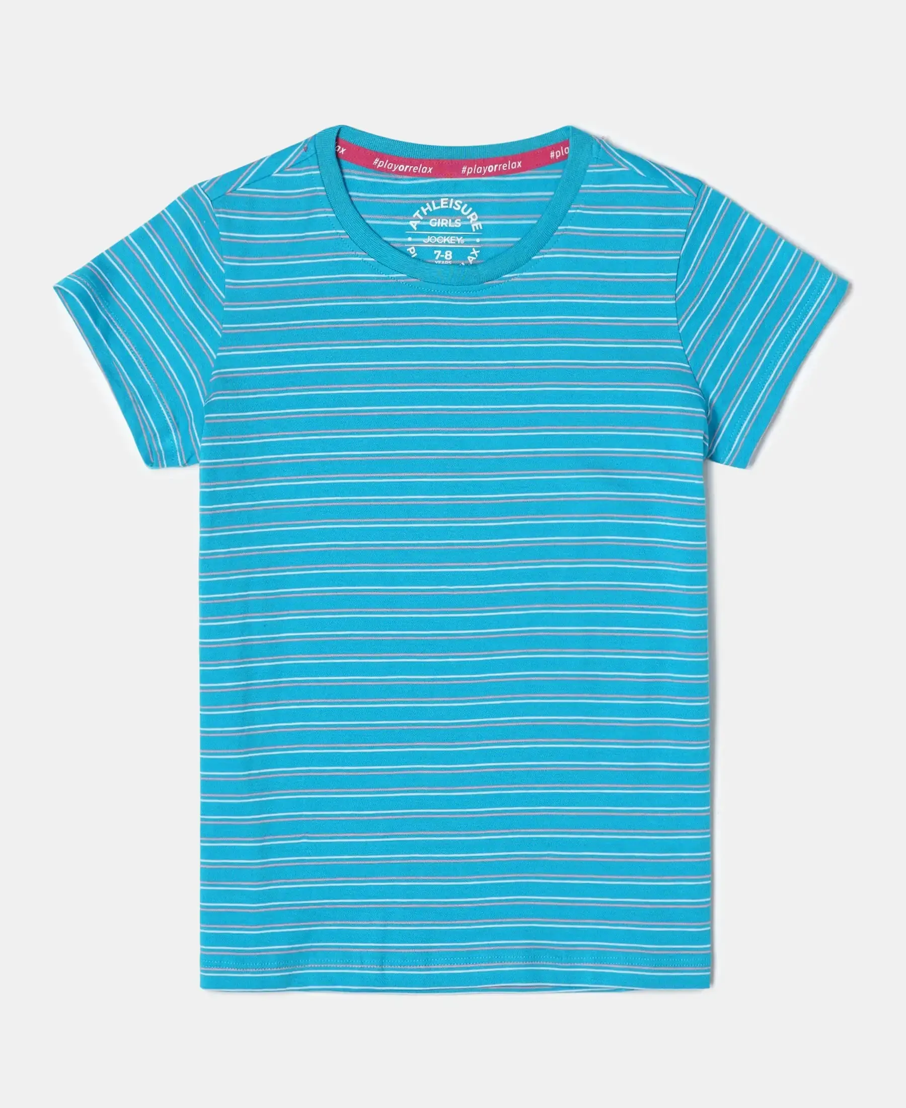 Girl's Super Combed Cotton Striped Short Sleeve T-Shirt - Sky Dive