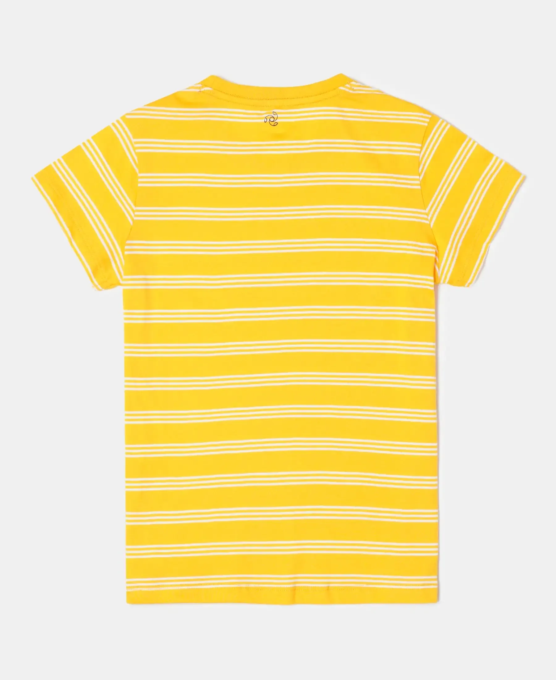 Girl's Super Combed Cotton Striped Short Sleeve T-Shirt - Spectra Yellow