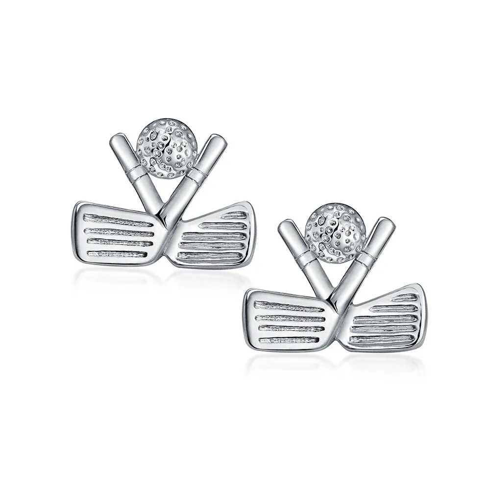 Golf Clubs Ball Golfer Sports Coach Shirt Cufflinks Brass