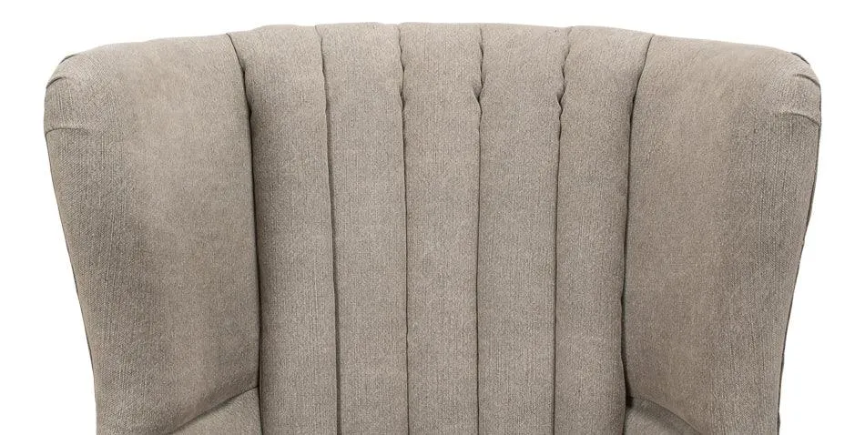 Gray Deconstructed Tufted Arm Chair with Leather Seat