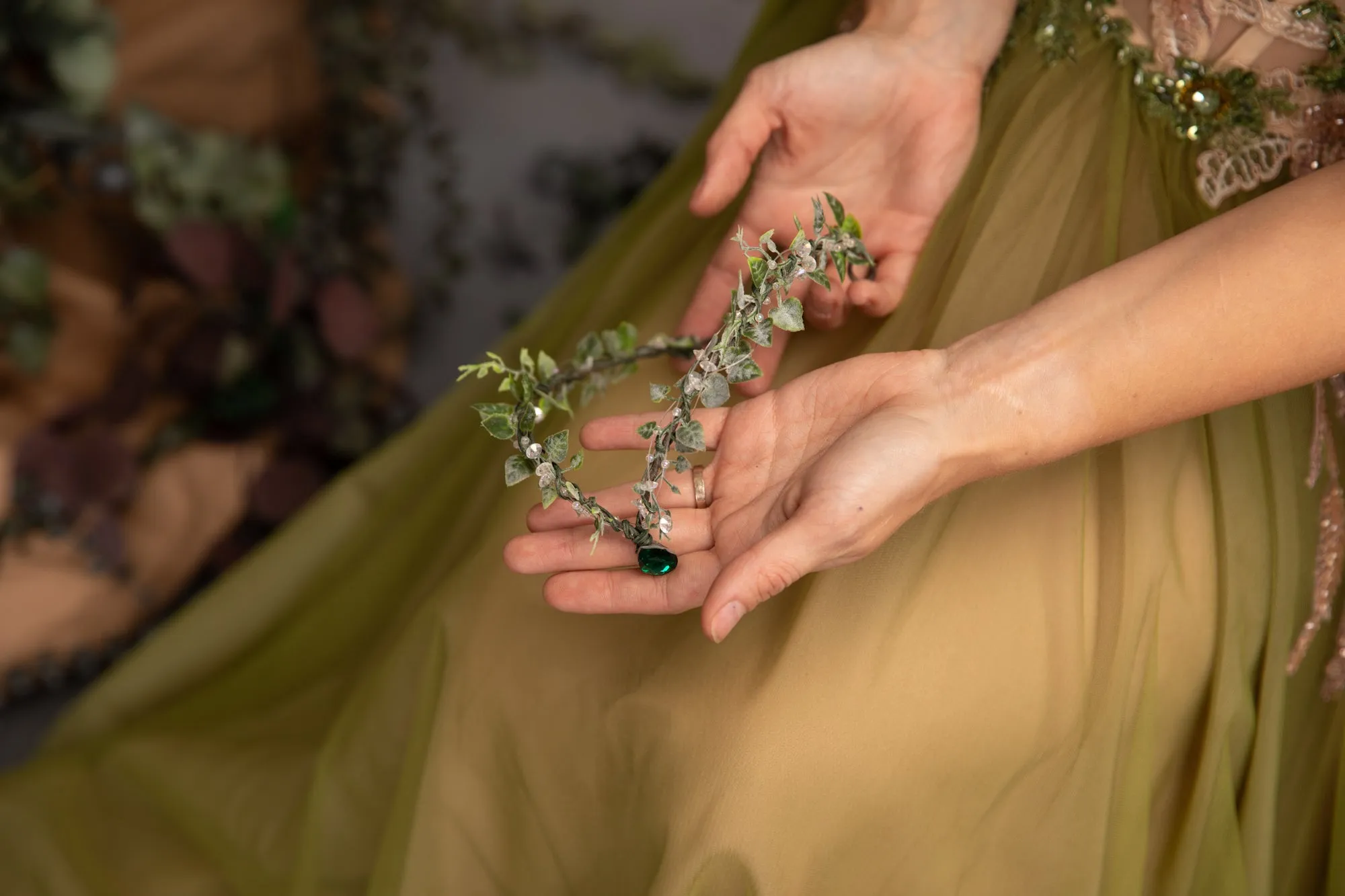 Greenery flower elf tiara