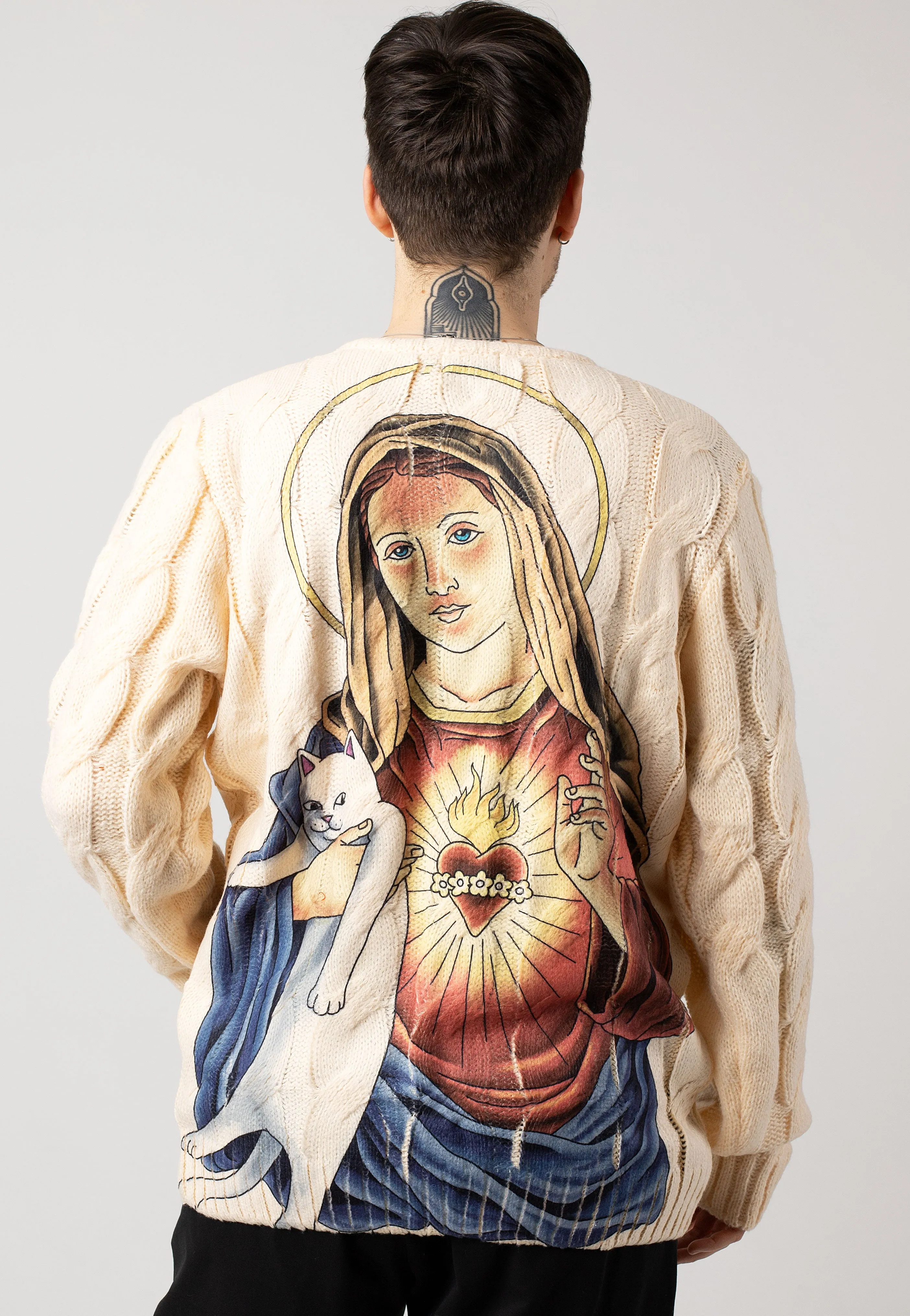 RIPNDIP - Mother Mary Cable Knit Cream - Pullover