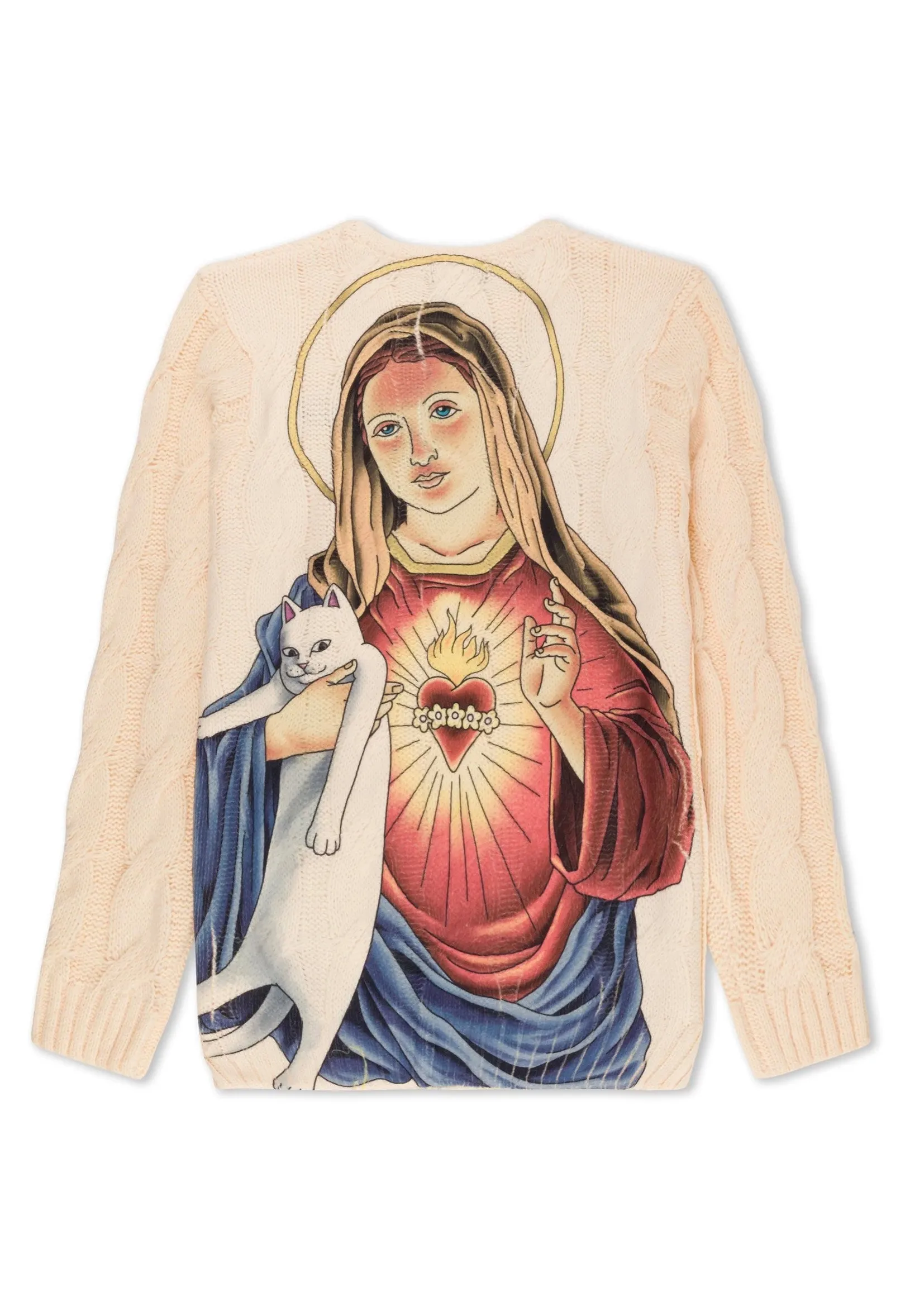 RIPNDIP - Mother Mary Cable Knit Cream - Pullover