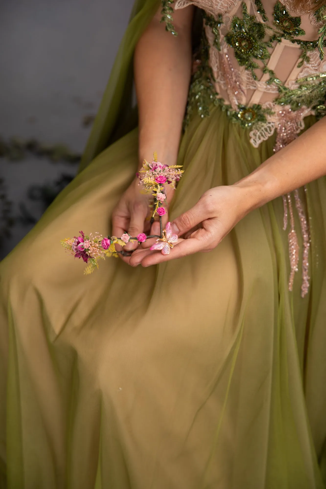 Romantic elf crown with butterfly