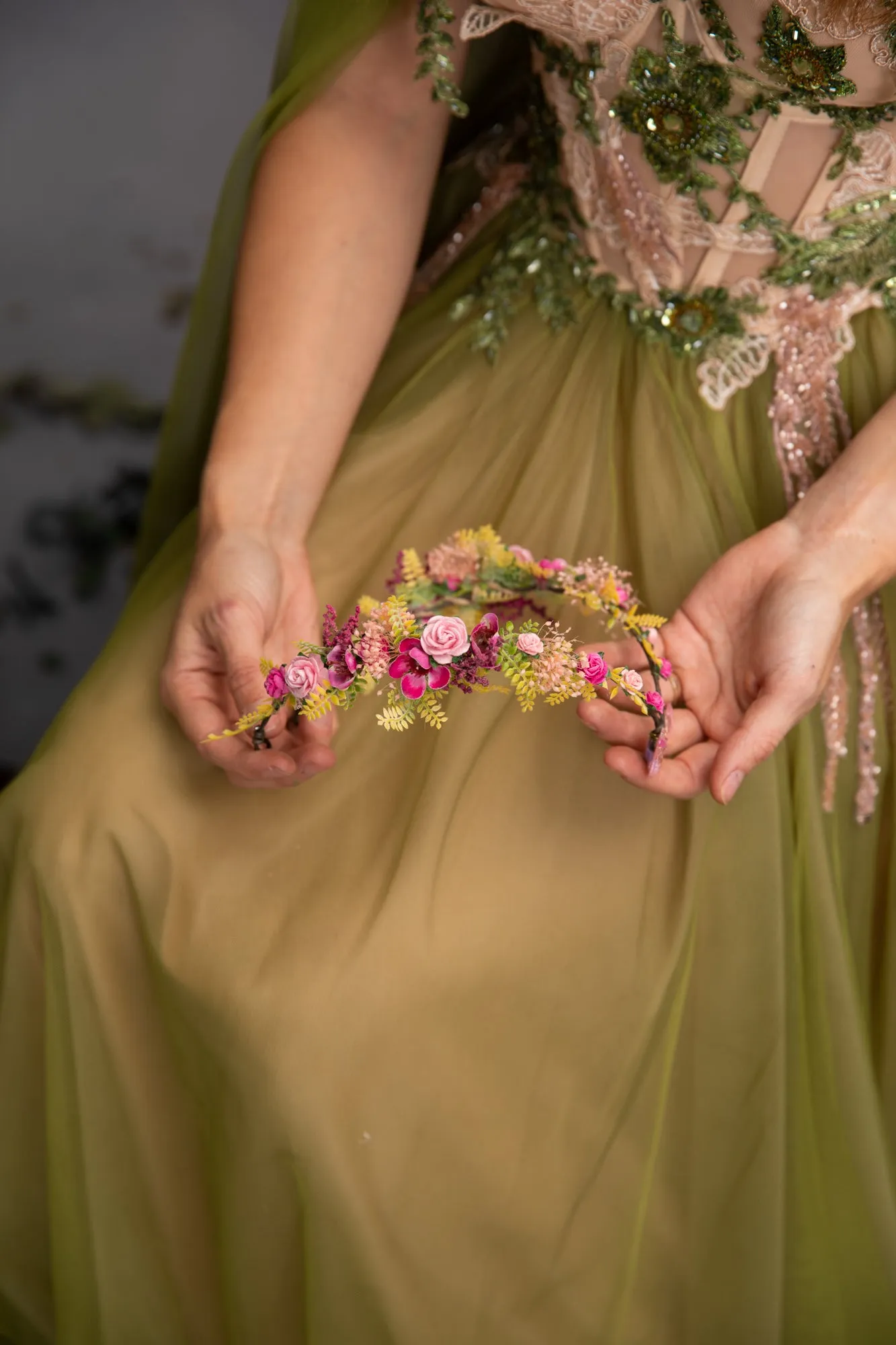 Romantic elf crown with butterfly