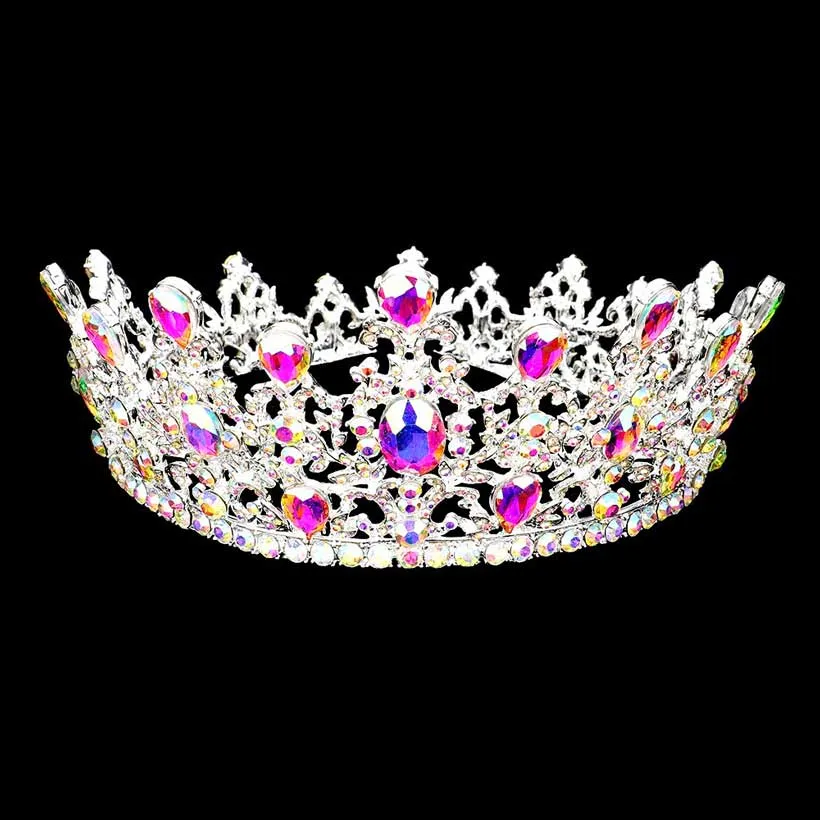 Round Teardrop Stone Accented Princess Tiara