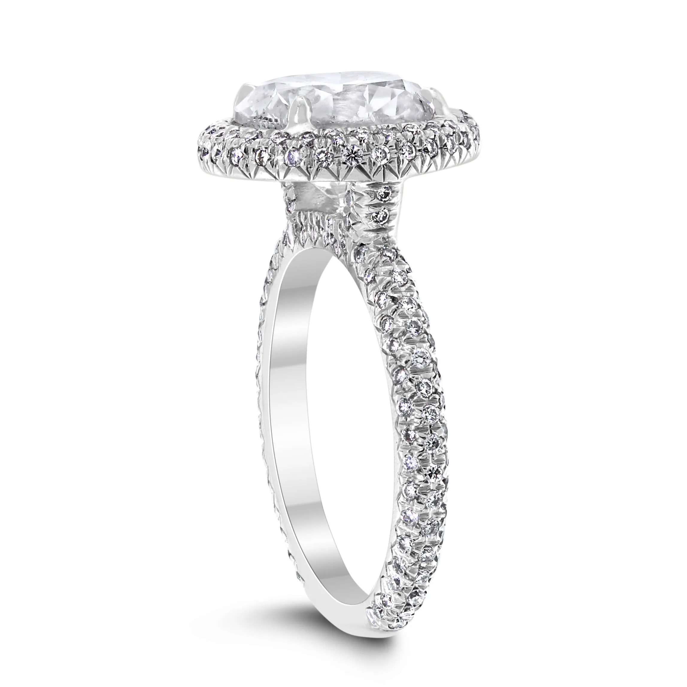 Sahara Engagement Ring (3.48 ct Cushion HSI2 EGLUSA Diamond) in Platinum