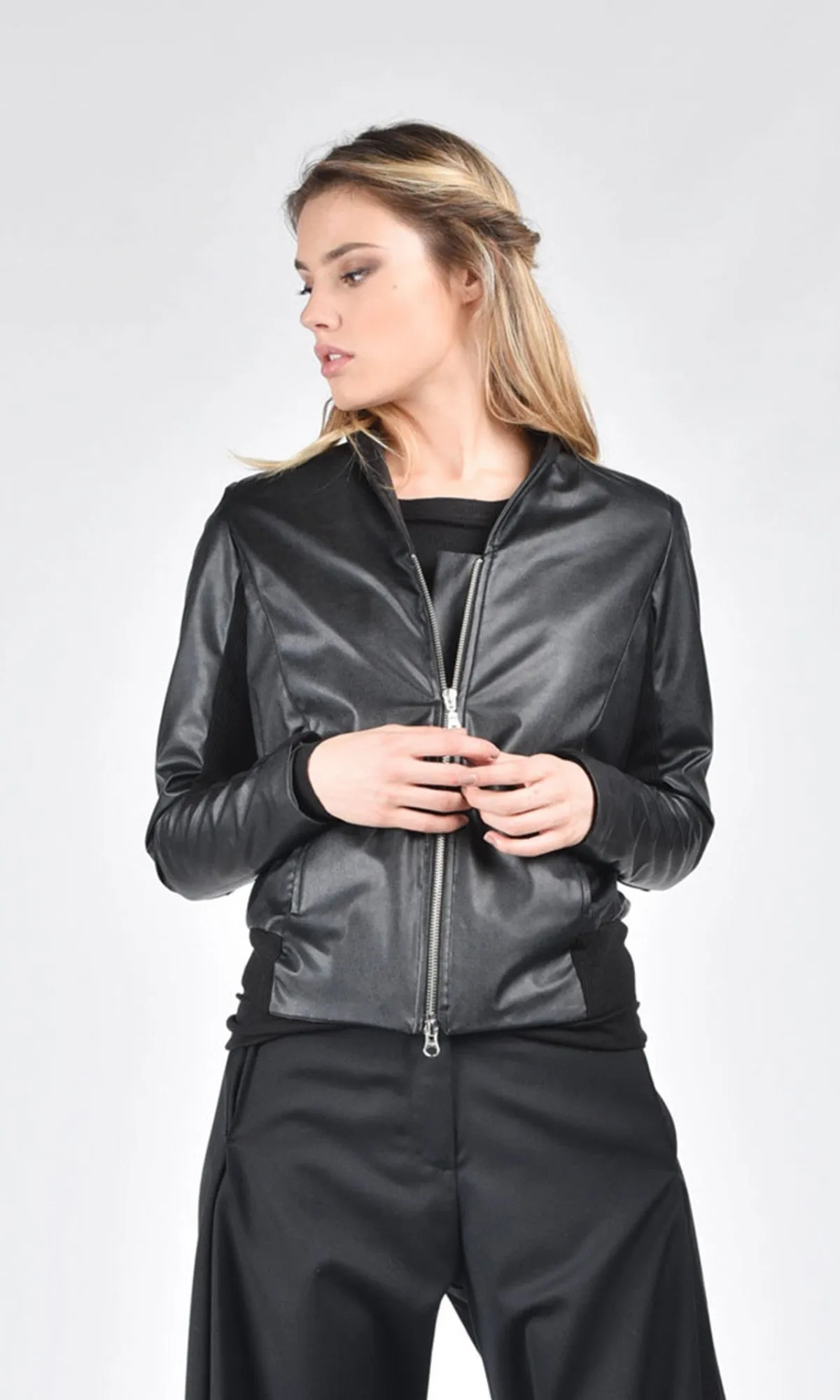 Short Vegan Leather Jacket