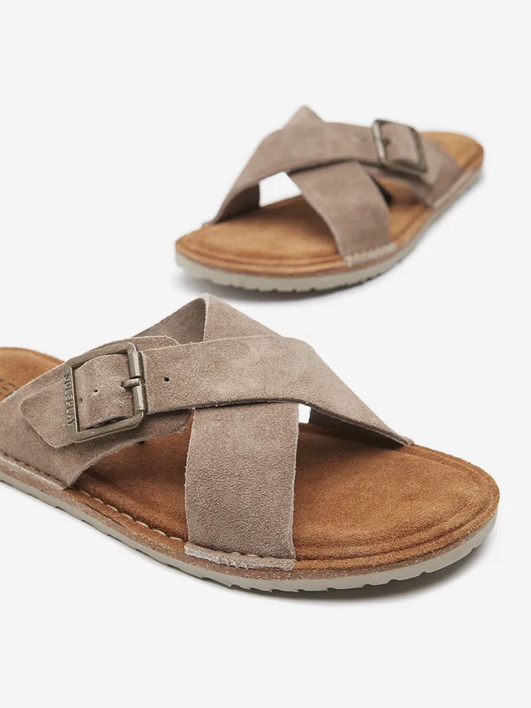 SOLEPLAY Taupe Criss Cross Slip-On Sandals