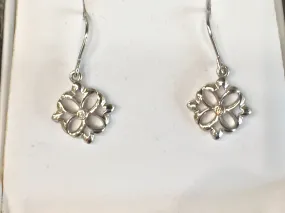 Sterling Silver Dangle Diamond Earrings