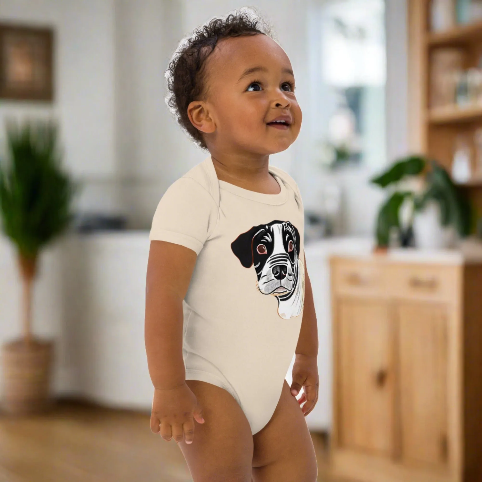 Sweet Dog Print Organic Cotton Baby Bodysuit - Ideal Gender-Neutral Baby Shower Gift