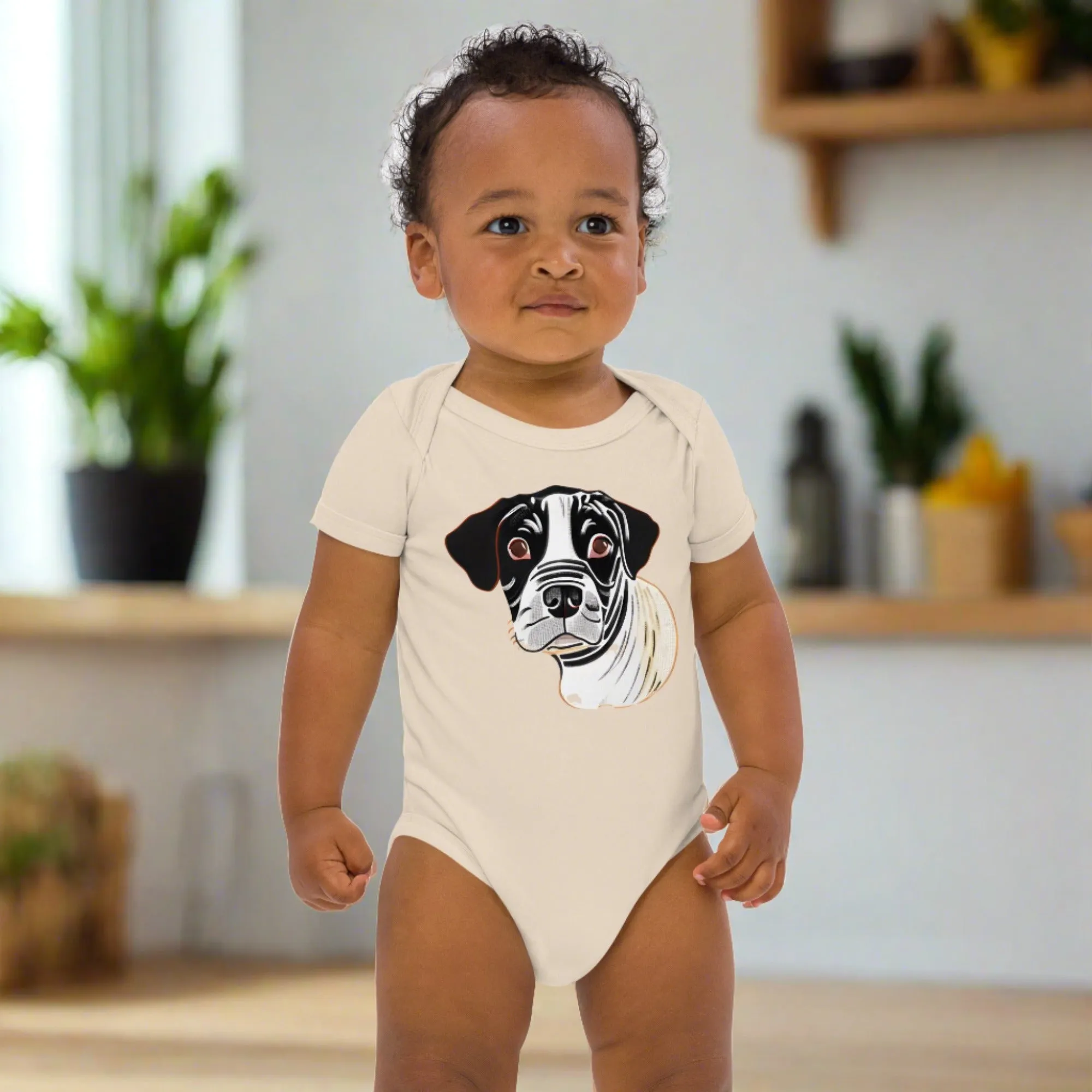 Sweet Dog Print Organic Cotton Baby Bodysuit - Ideal Gender-Neutral Baby Shower Gift