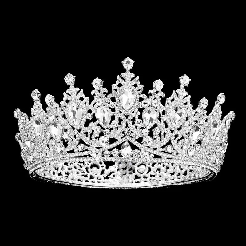 Teardrop Stone Accented Crown Tiara