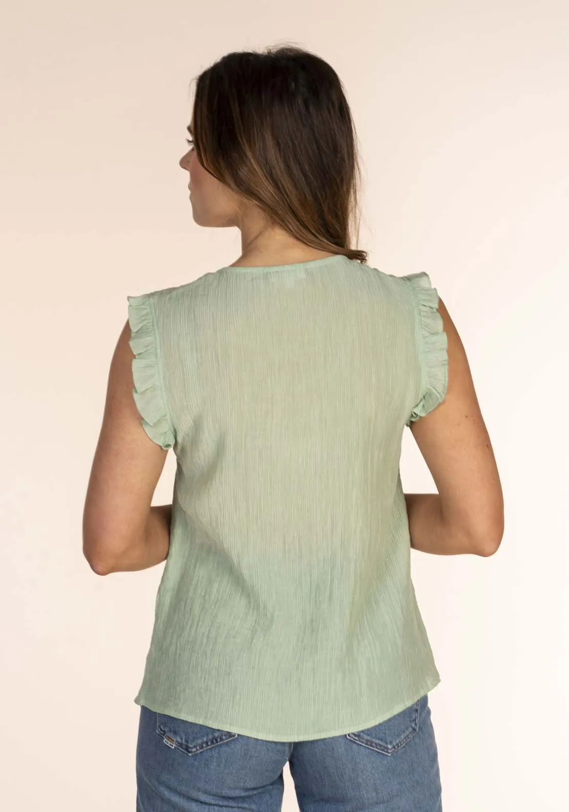 Textured Button Front Top