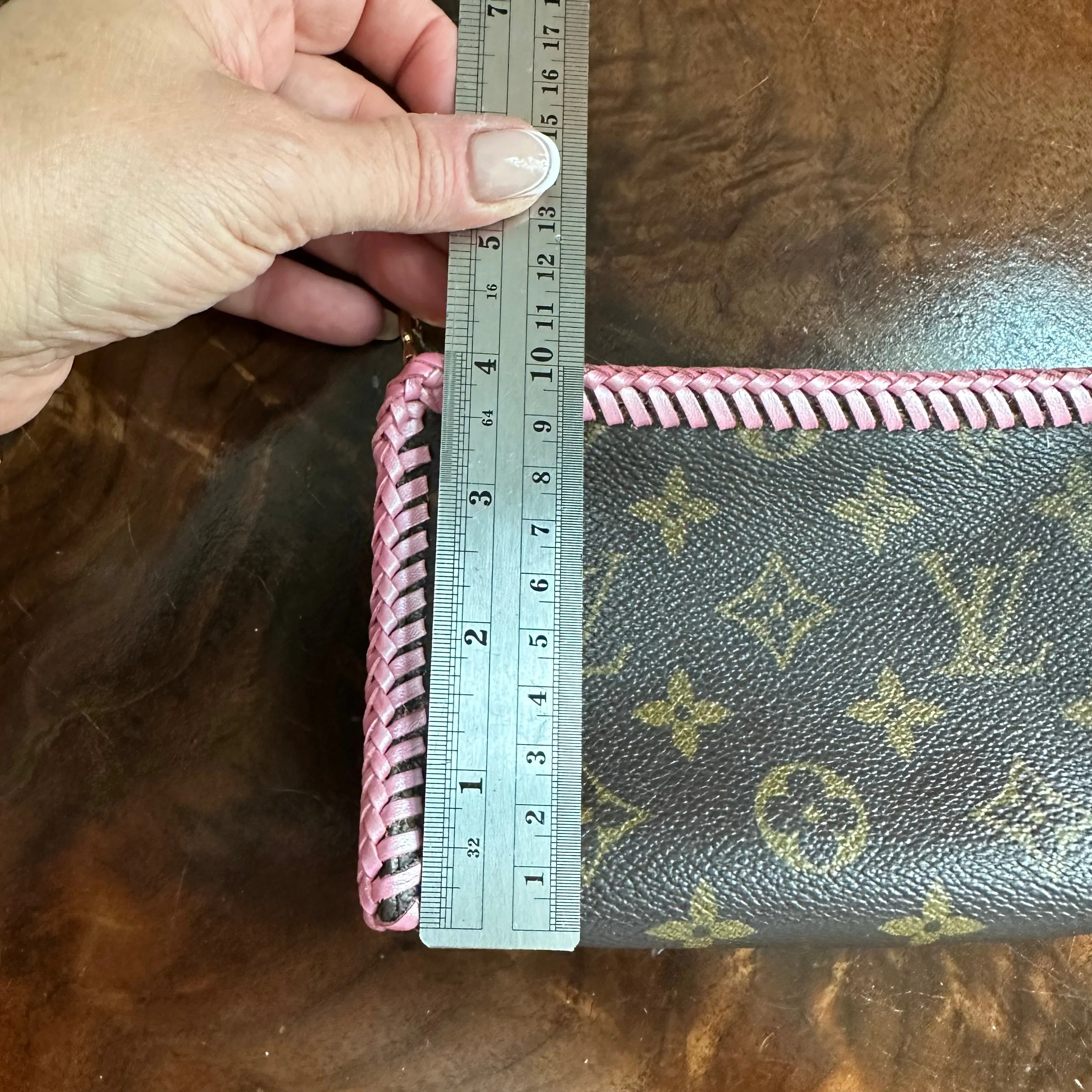 The Junco - Vintage Monogram Pouch in Barbie Pink