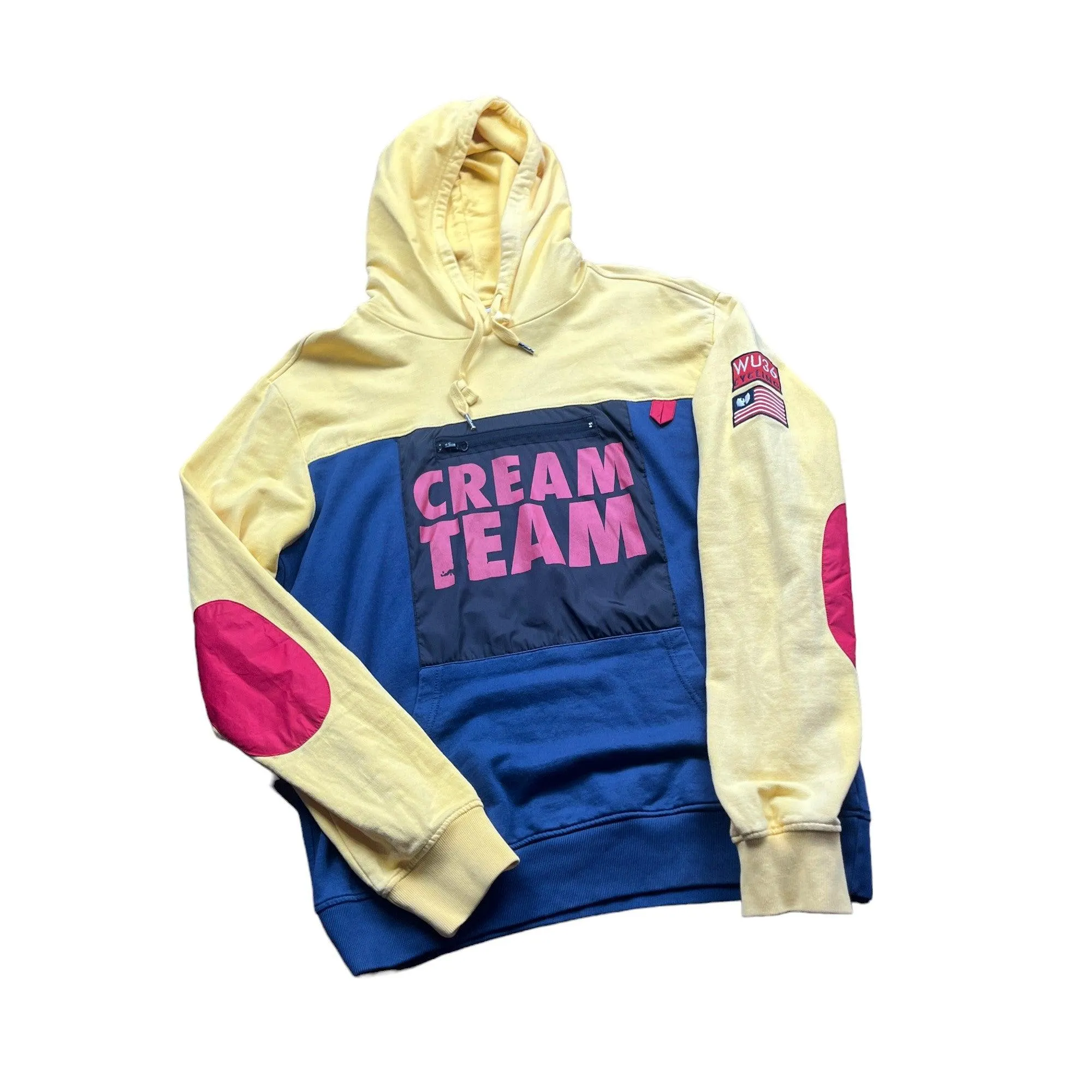 Vintage 90s Yellow   Navy Wu Tang Cream Team Hoodie - Large